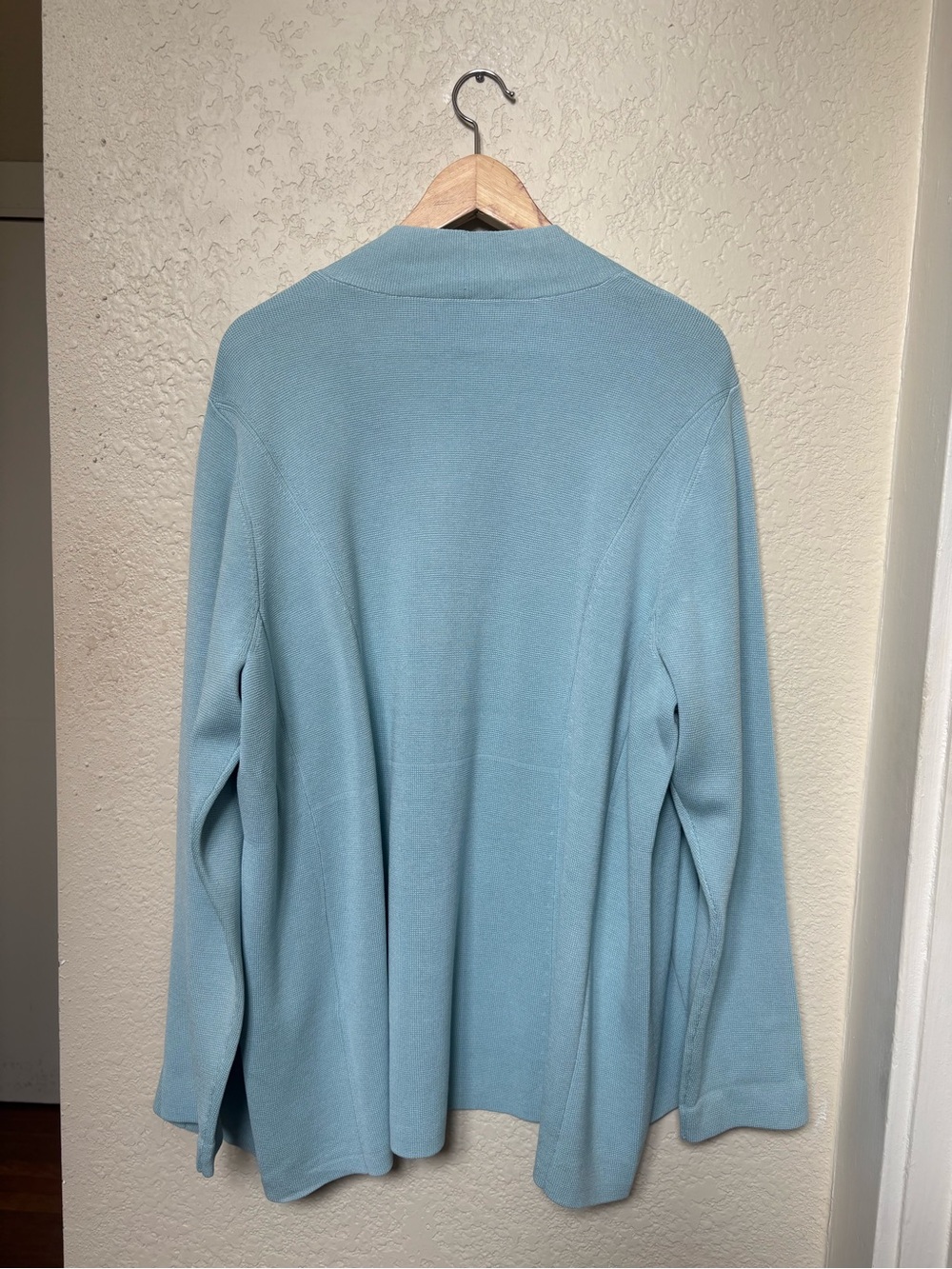 Eileen Fisher Silk Cotton Open Cardigan Long Sleeve Seafoam Blue Green - Picture 3 of 6